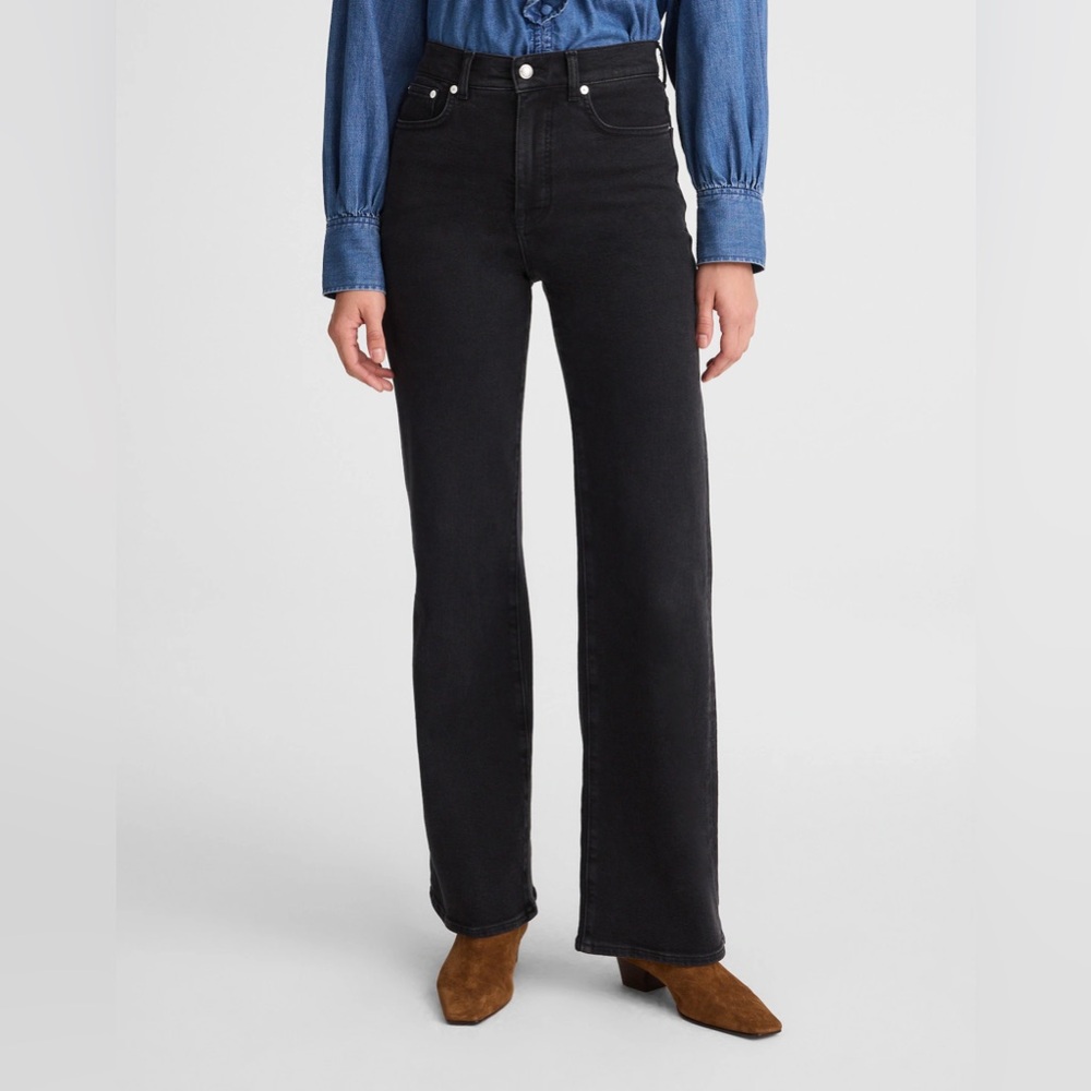 NWT Madewell The Wide Leg Jean Size 25 Black Frost Wash Stretch Denim $148 NW262